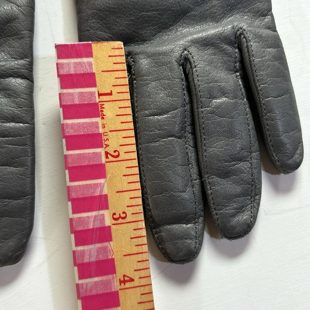 Fownes Women's Genuine Gray Leather Gloves Acrylic Lined - SIZE: 7 vintage